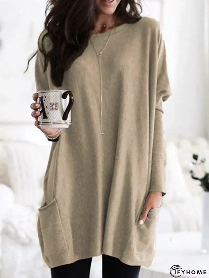 Round Neck Long Sleeve Tunic T-Shirt | IFYHOME