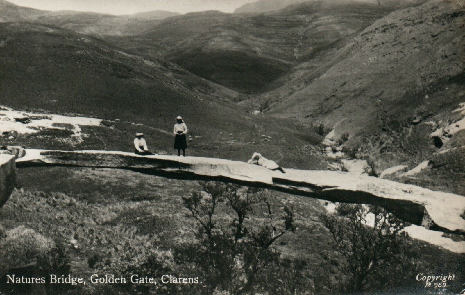 Natures Bridge Golden Gate Clarens Women On The Bridge Real Photo Poster painting RPPC Postcard