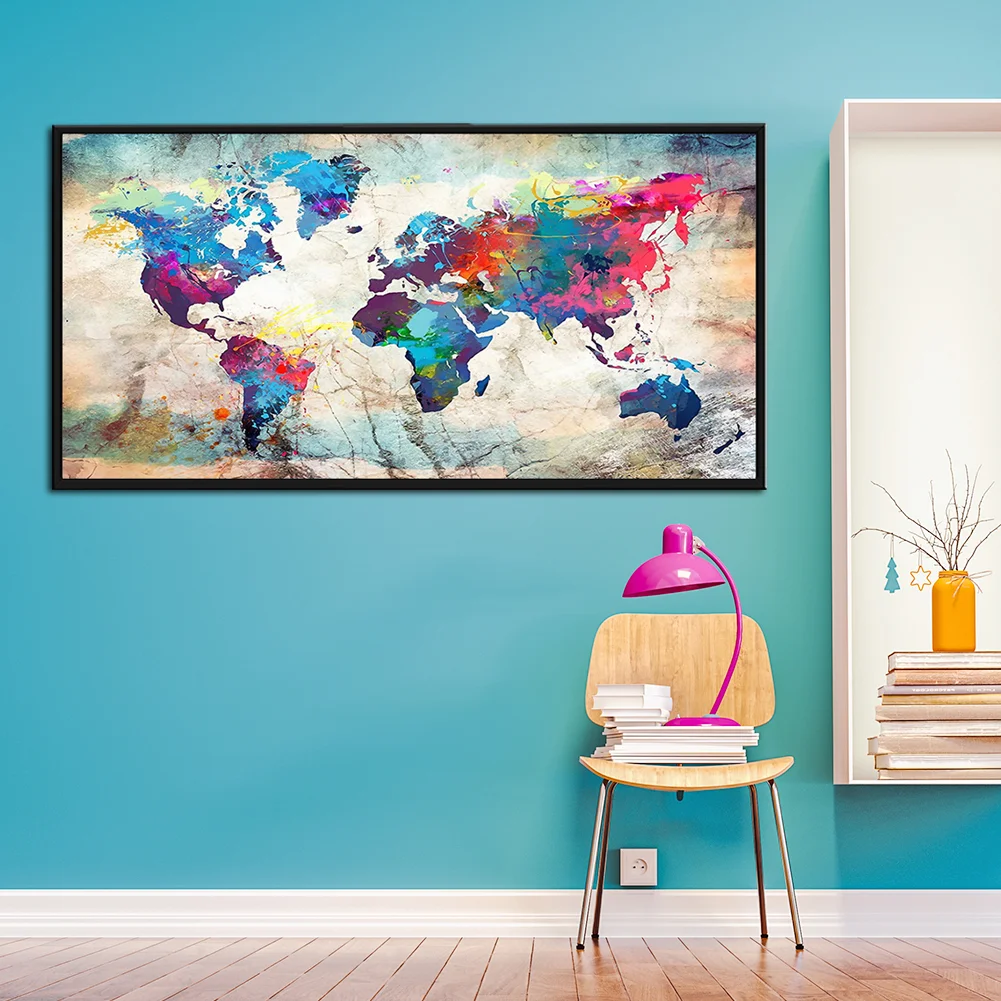 Diamond Painting - Full Square Drill - Color World Map(80*40cm)