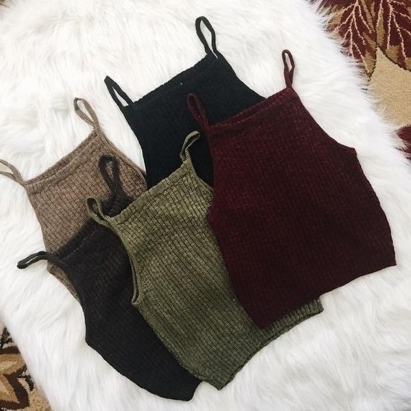 Fashion Women Sexy Strappy Knit Crop Tops Ladies Knitting Bralette Tops