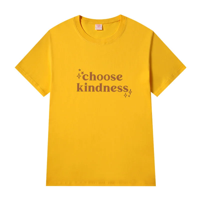 Short Sleeve Crew Neck Be Kind Letter Printed T-shirt