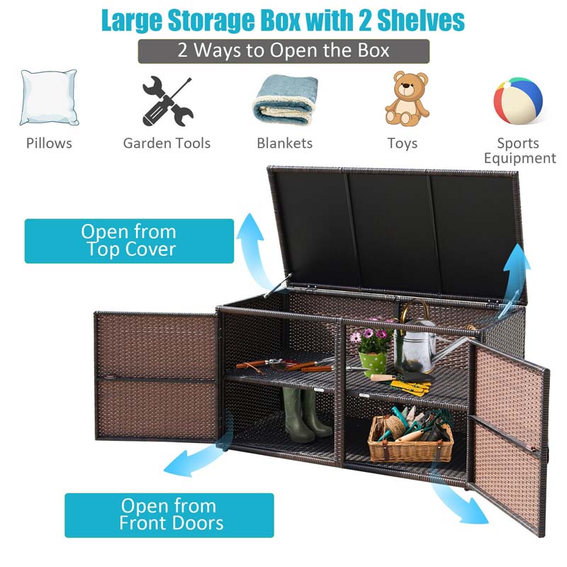 Eletriclife 88 Gallon Garden Patio Rattan Storage Container Box Black