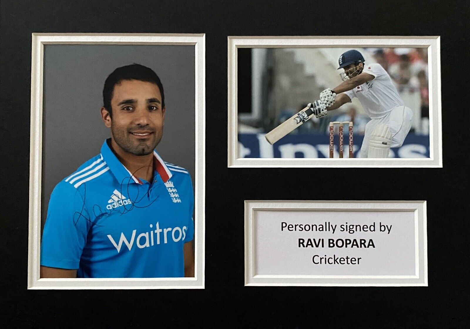 Ravi Bopara Signed Photo Poster painting In A4 England Cricket Mount Display