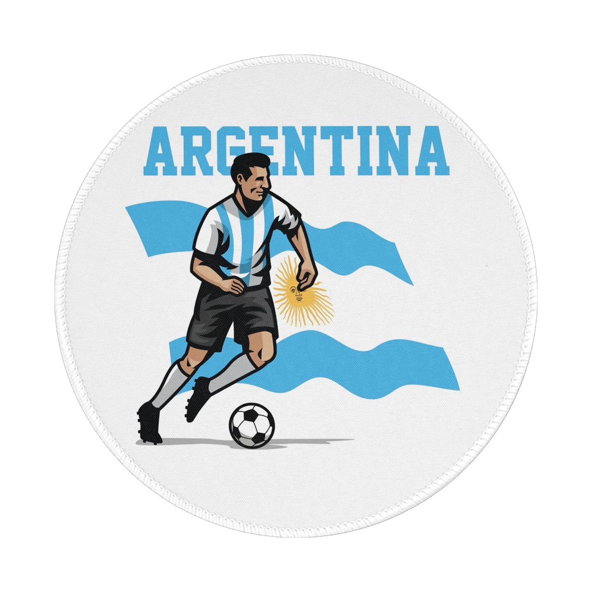 Argentina Soccer Player Waterproof Round Mouse Pad for Wireless Mouse
