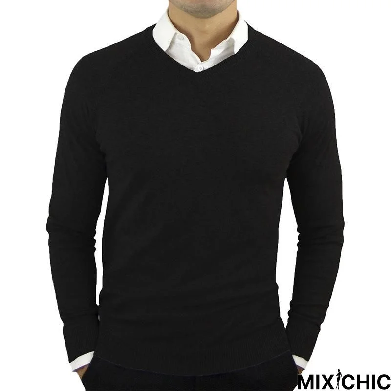 V-Neck Bottomed Shirt Men's Sweater