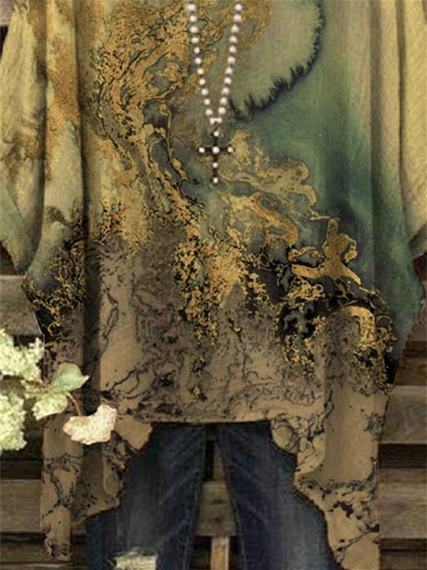 Women 3/4 Sleeve Scoop Neck Graphic Floral Printed Women Tops