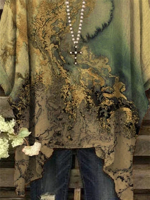 Women 3/4 Sleeve Scoop Neck Graphic Floral Printed Women Tops