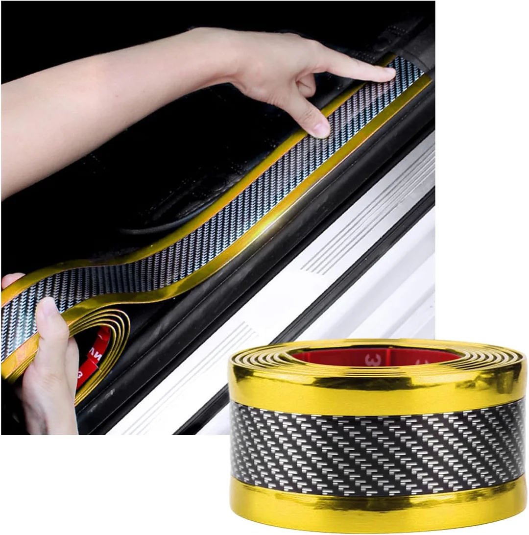 Car door anti-collision and anti-scratch cover sticker, waterproof carbon fiber door sill protection tape