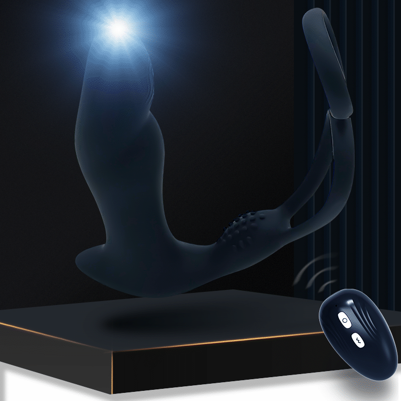 Remote Vibration Prostate Butt Plug With Double Cock Ring 