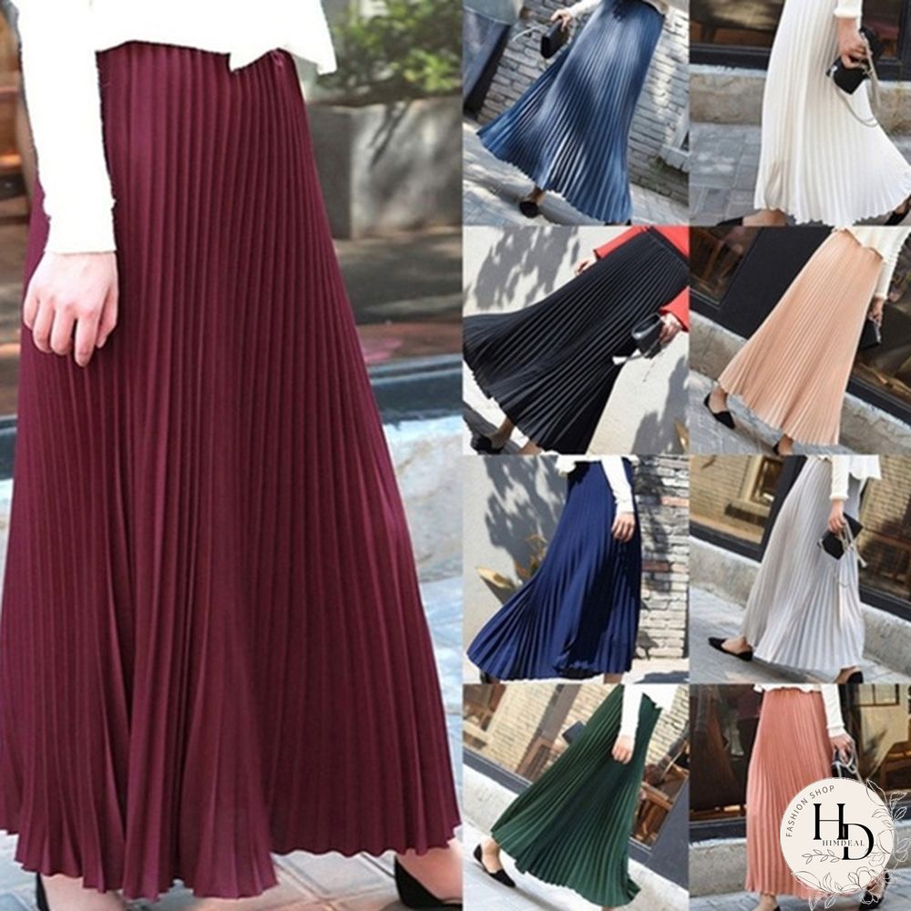Summer New Fashion Women's Skirt One Size Multicolor Solid Pleated Skirt