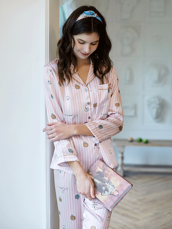 25 MOMME Pyjama en soie fée de citrouille Rose 1