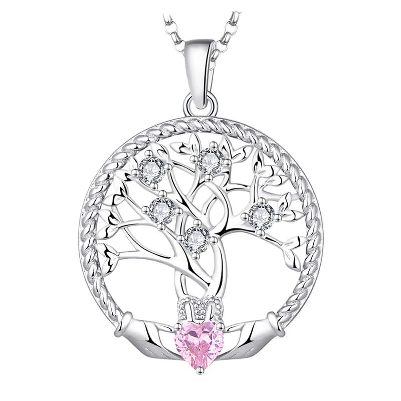 MeWaii® Sterling Silver Necklace Heart-Shaped Life Tree Pendant Silver Jewelry S925 Sterling Silver Clavicle Chain Necklace