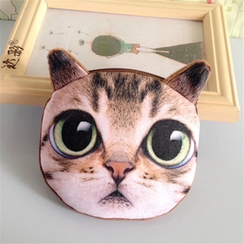 Unisex Animal Plush Zipper Coin Purses