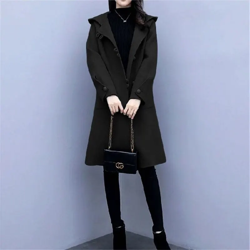 Oversized Women's Wool Blend Jacket 2021 Autumn winter Loose fashion warm Woolen Coat Female Winter Long Coats Overcoat