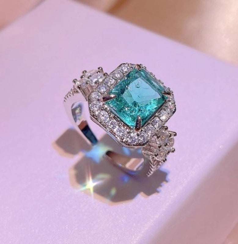 Elegant Glam Rectangle Copper Inlay Zircon Rings Earrings Necklace