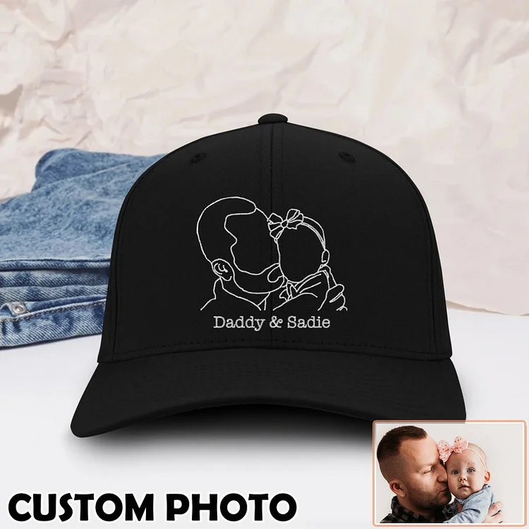 Custom Father's Day Gift, Gifts for Dad, Dad Birthday Gift, Embroidered Dad Hat, Daddy Photo Hat Gift, Dad Gifts from Daughter, Gift for Him