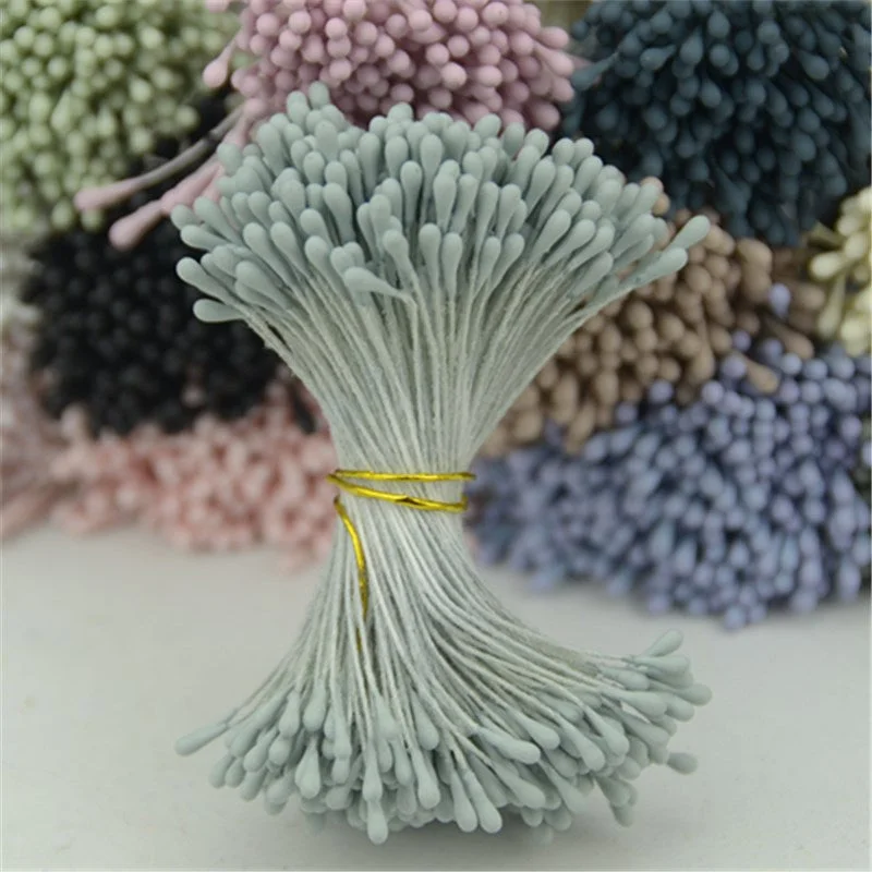 400pcs 1mm Retro Matte Double Heads Mini Flower Stamen Pistil Wedding Decoration DIY Fake Christmas Scrapbooking Gift box craft