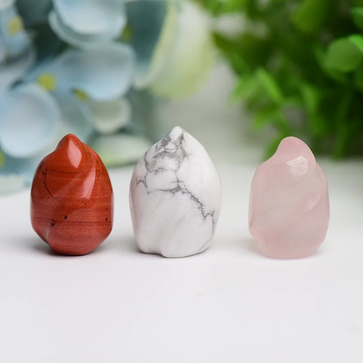 1.0"   Crytsal Mini Flames Crystal Carving   Howlite Fluorite Rhodonite Rose Quartz Red Jasper Moss Agate