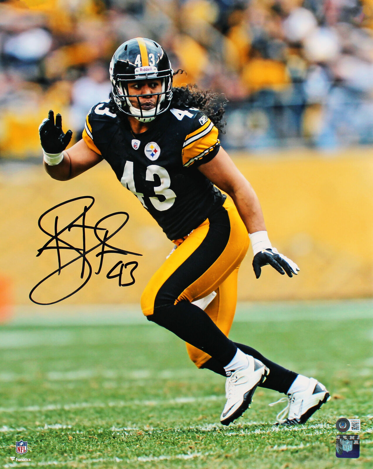 Steelers Troy Polamalu Authentic Signed 16x20 Vertical Photo Poster painting BAS Witnessed