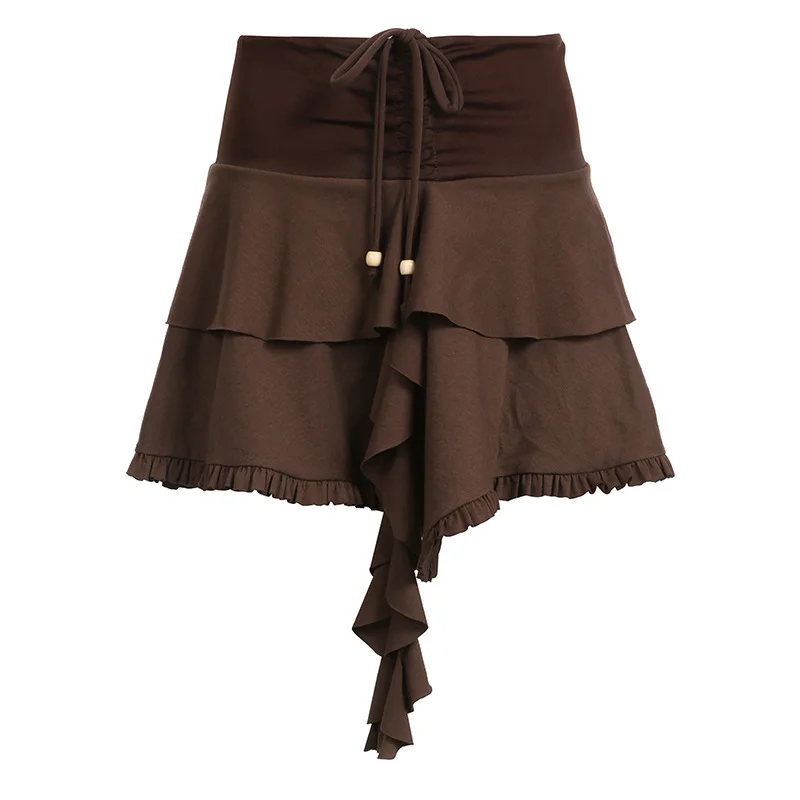Ueong Retro High-Waisted Skirt 2024 Spring / Summer New Irregular Design A-Shaped Casual Skirt Trend