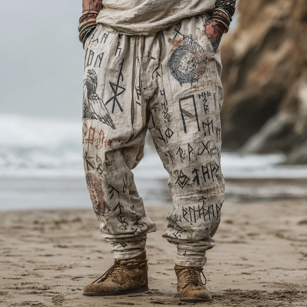 Men's Viking Totem Nordic Runes Celtic Knot Bohemian Summer Pants / Rvogue / Rvogue