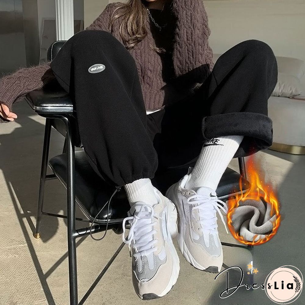 Plus Size White Gray Sweatpants Women Autumn Baggy Loose Women Sports Thicken Pants Warm Winter Trousers Joggers Streetwear