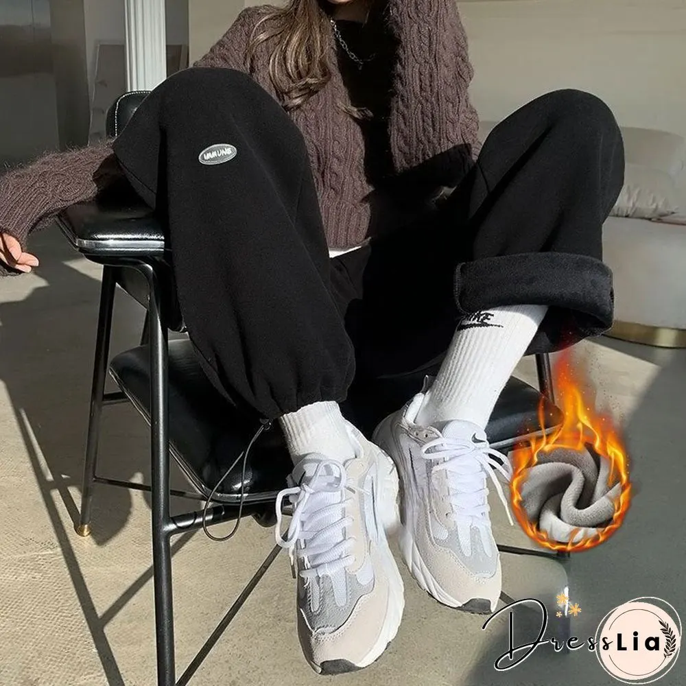 Plus Size White Gray Sweatpants Women Autumn Baggy Loose Women Sports Thicken Pants Warm Winter Trousers Joggers Streetwear