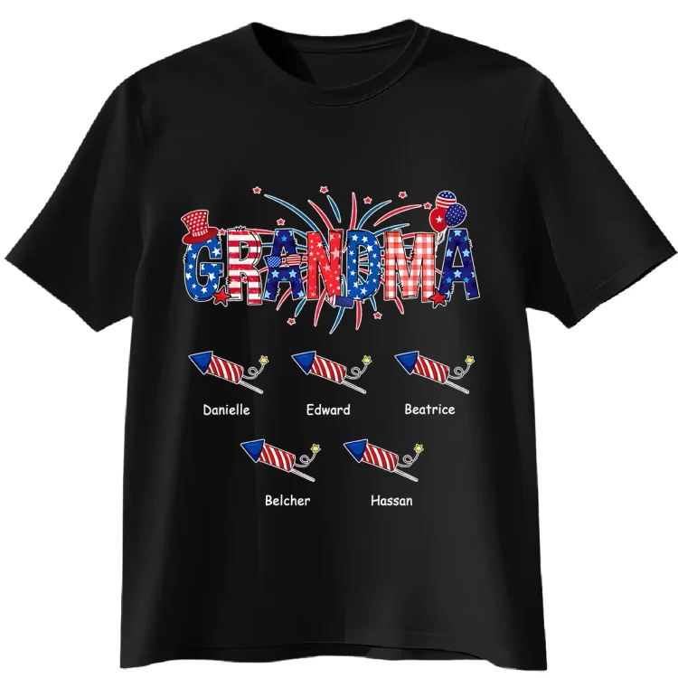 Personalized T-Shirt- Grandma Fireworks 4th Of July Independence Day