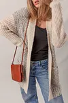 Women's Color Block Side Pockets Open Front Cardigan