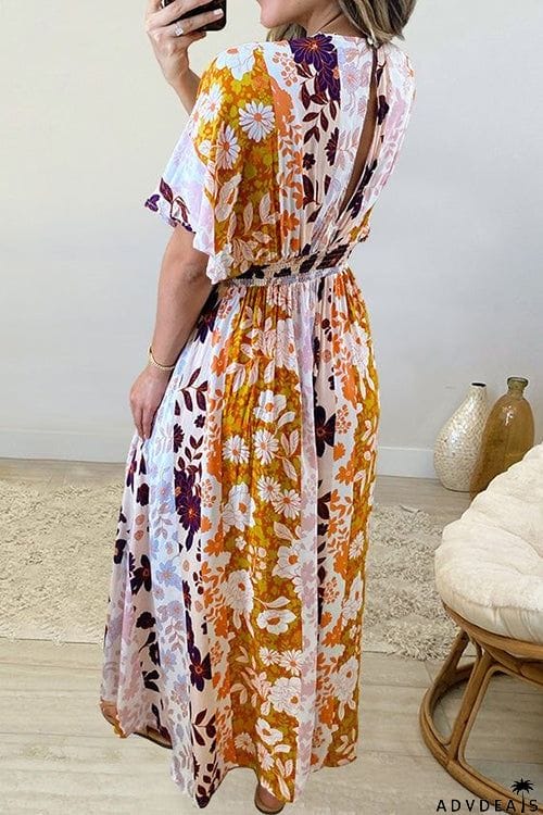 Like Palm Side Slit Bat Maxi Dress
