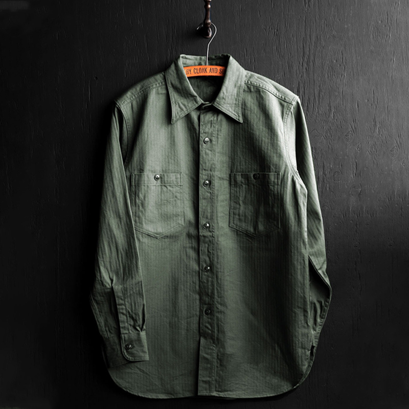Men's Vintage Workwear-Style Long Sleeve Shirt