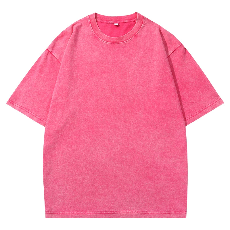 2026 Vintage Washed Men’s Short Sleeve T-Shirt Retro Streetwear INS Style Solid Color Loose Fit Tee