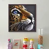 (US Only)Full Embroidery Beads Printed 9CT Leopard Head Cross Stitch Kit Decor 42x42cm