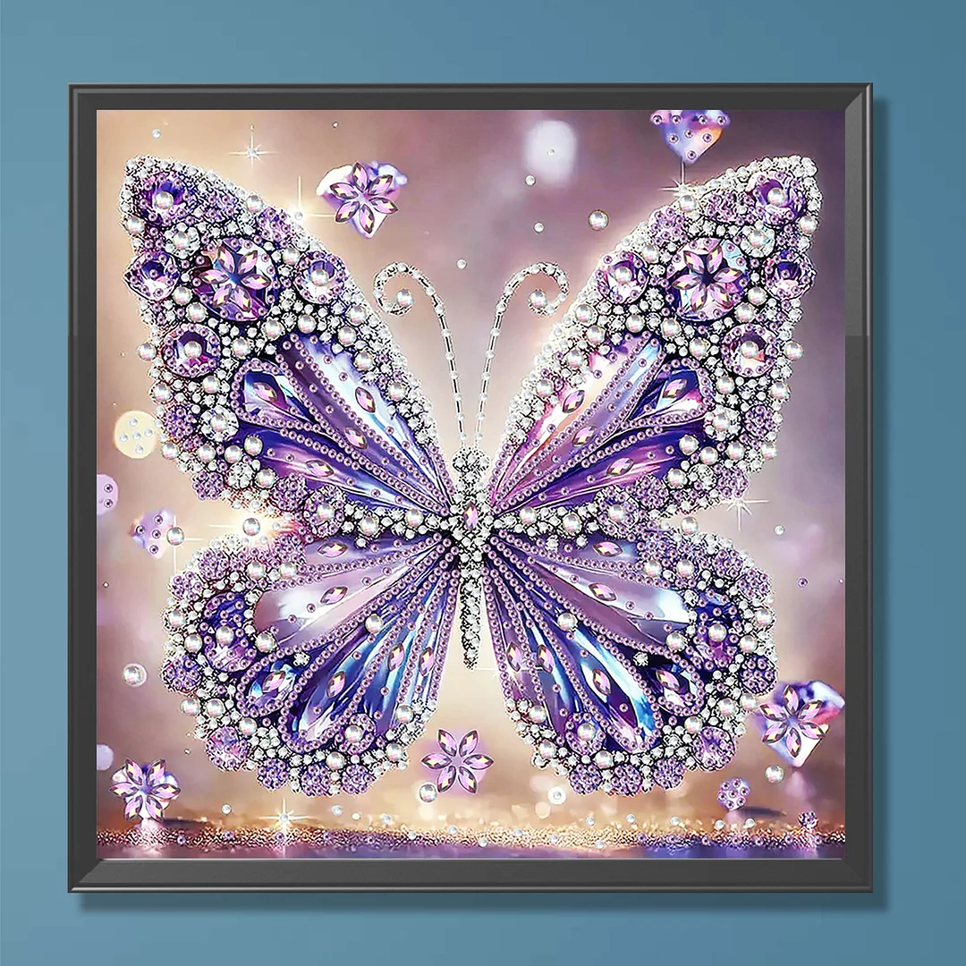 Purple Butterfly - Partial Special Shaped Drill Diamond Painting Kits (Canvas|30*30cm)