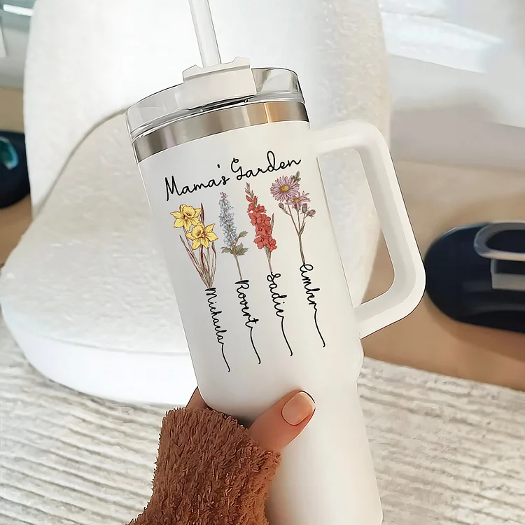 Classic Custom Family Birth Month Flower Tumbler 