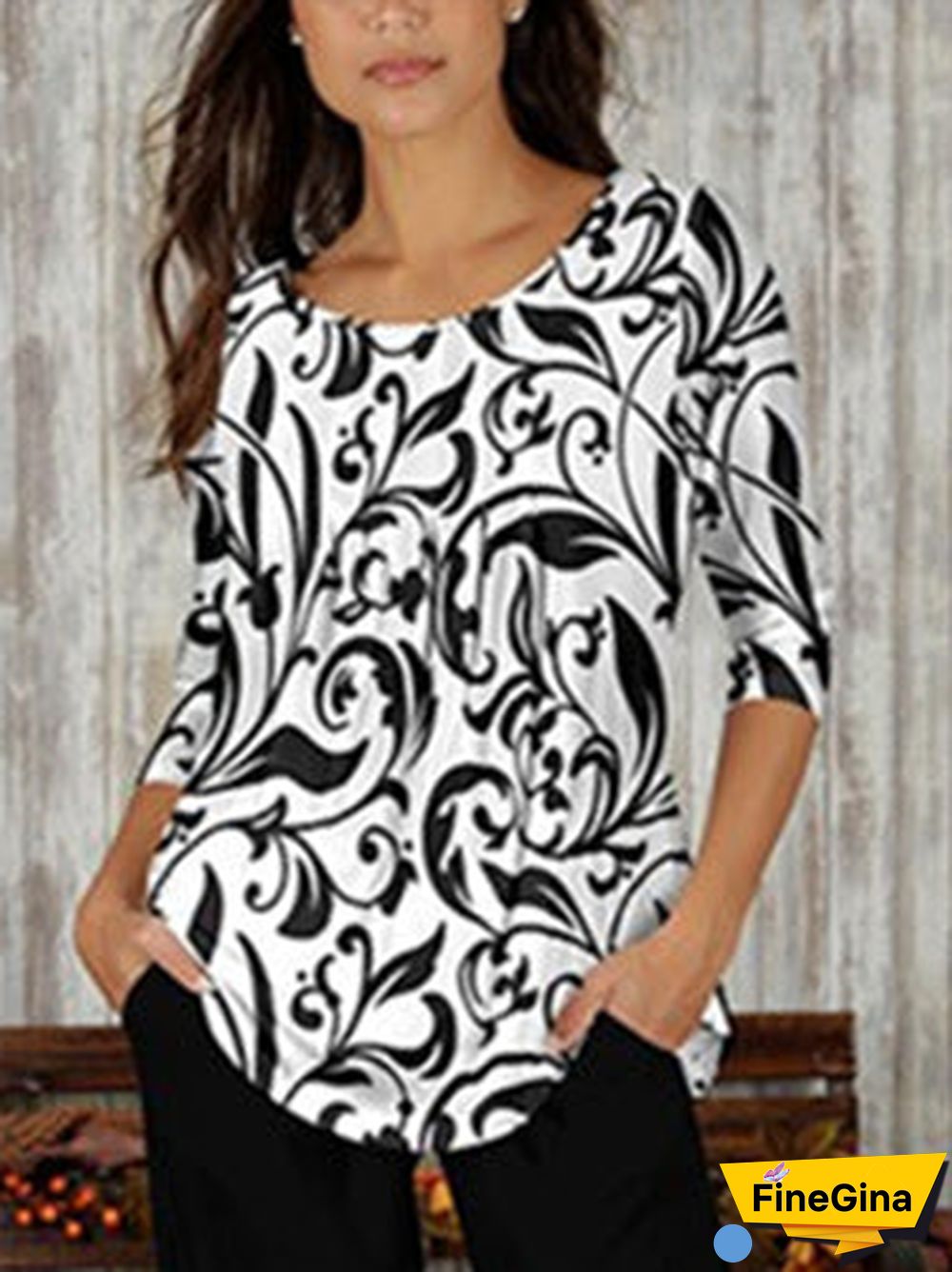 Women's Graphic Printed Long Sleeve Scoop Neck Sets