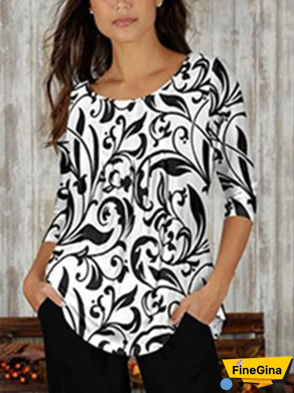Women's Graphic Printed Long Sleeve Scoop Neck Sets