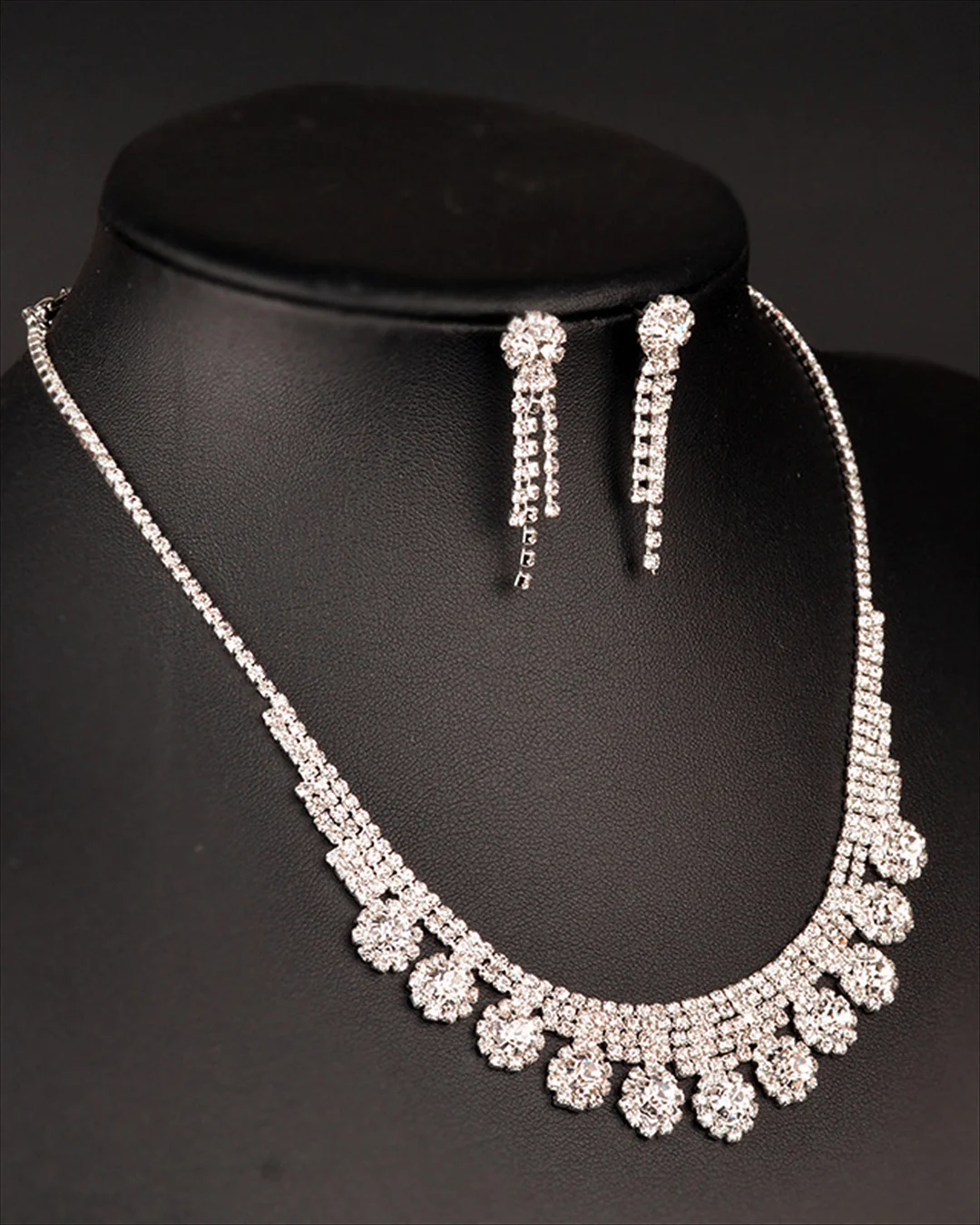 Evening Rhinestone Earrings and Necklace Set