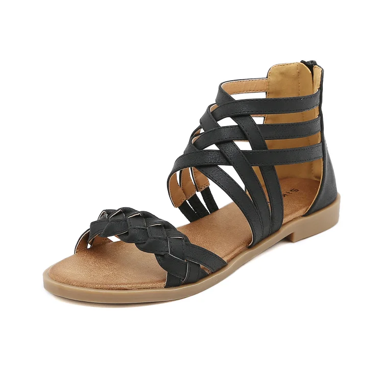 Women's Vintage Braided Roman Flat Sandals shopify Stunahome.com