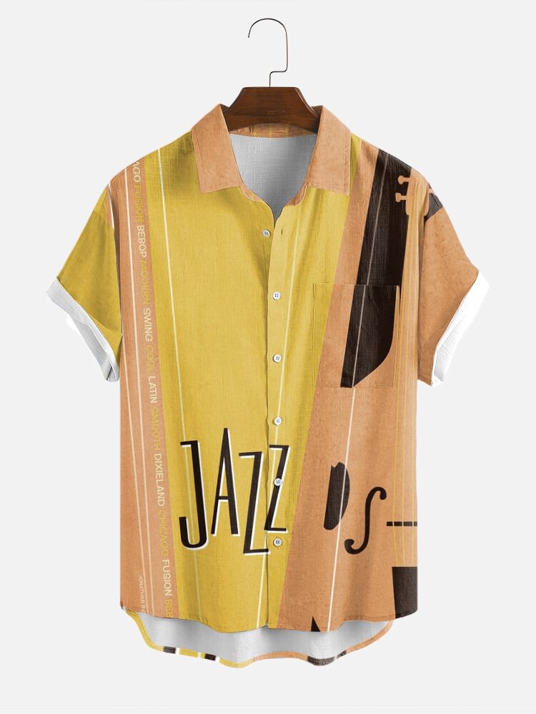 Orange Music Short Sleeve Shirt
