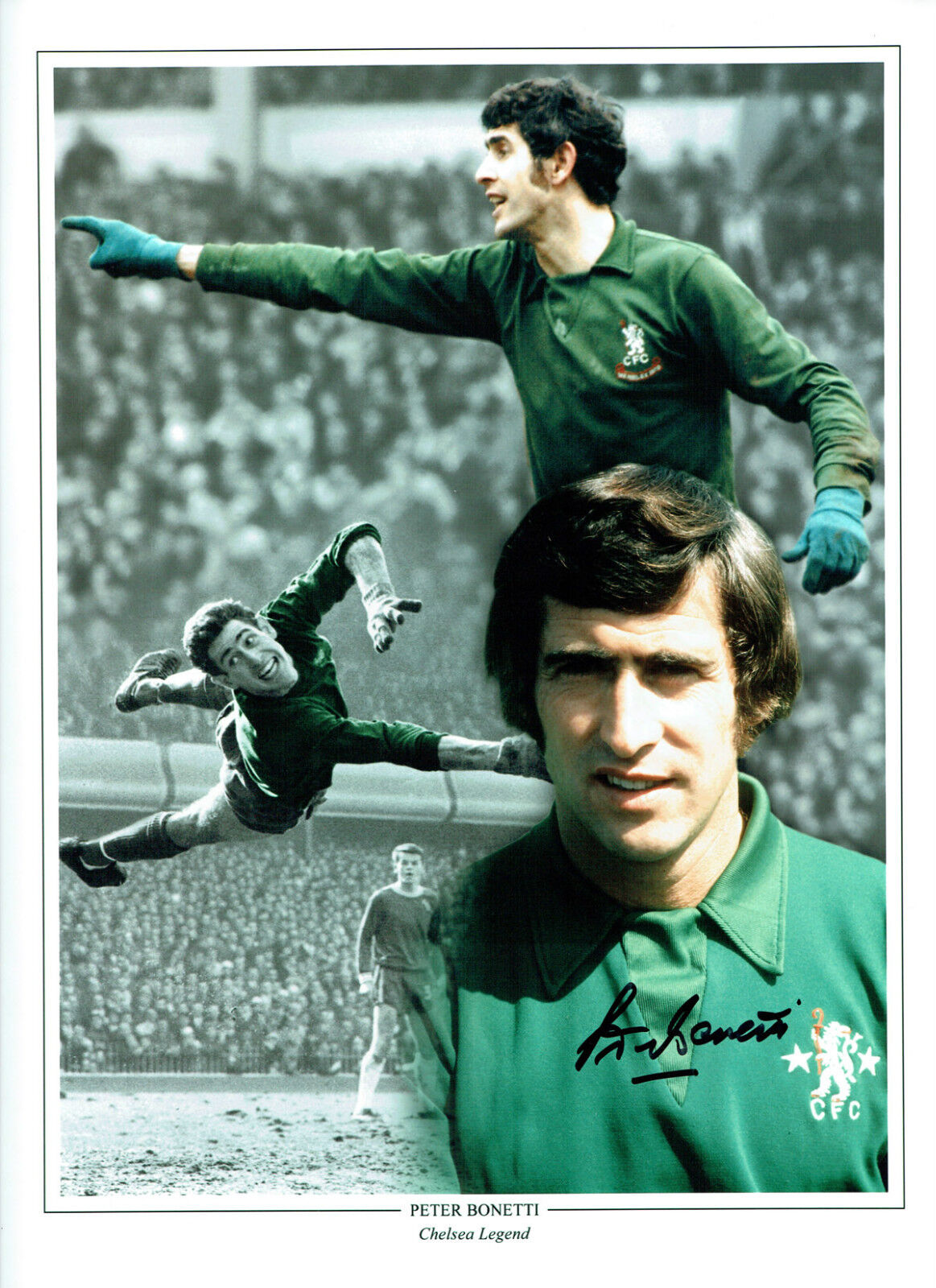 Peter BONETTI Signed CHELSEA Legend Autograph 16x12 Montage Photo Poster painting AFTAL COA