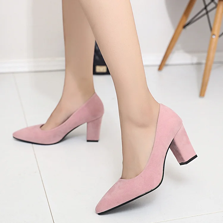 Women's Elegant Fashion Thick Heeled Pointed High Heels  Stunahome.com