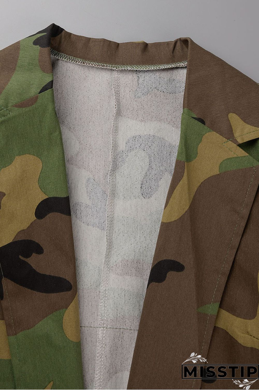 Camouflage Casual Street Print Camouflage Print Patchwork Turn-back Collar Outerwear