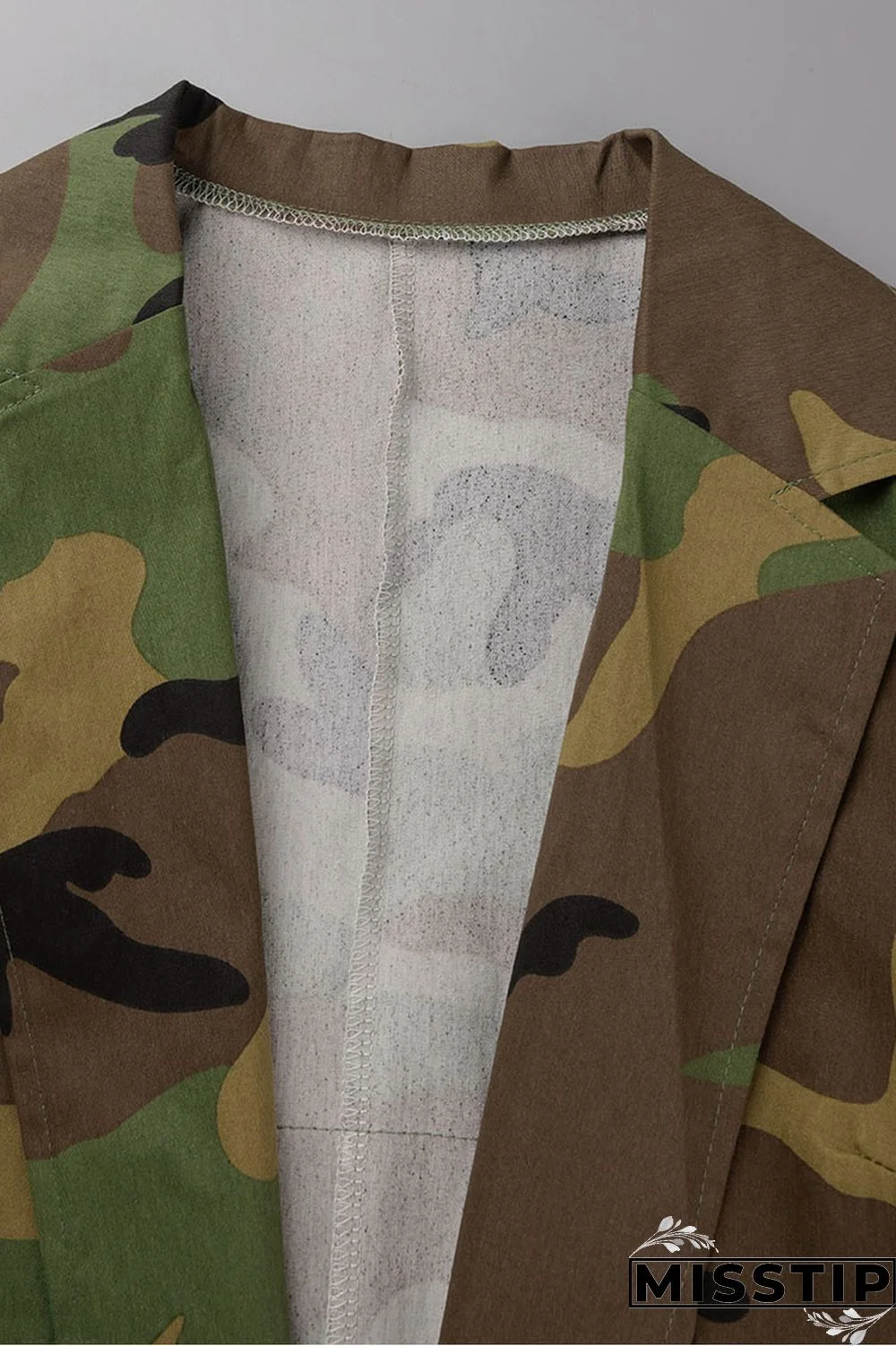 Camouflage Casual Street Print Camouflage Print Patchwork Turn-back Collar Outerwear