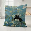 Van Gogh Apricot Tree Stamped Cross Stitch Pillow Cover Kit 11CT 3-Strand 45x45cm Zippered Cushion Embroidery Kit