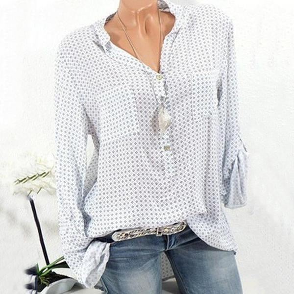 V Neck Loose Small Dots Blouses