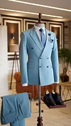 Sky-Blue Double Breasted Suit 2-Piece