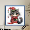 Christmas Kitten-18CT Stamped Cross Stitch 25*25cm/9.84*9.84in tapestrymarket