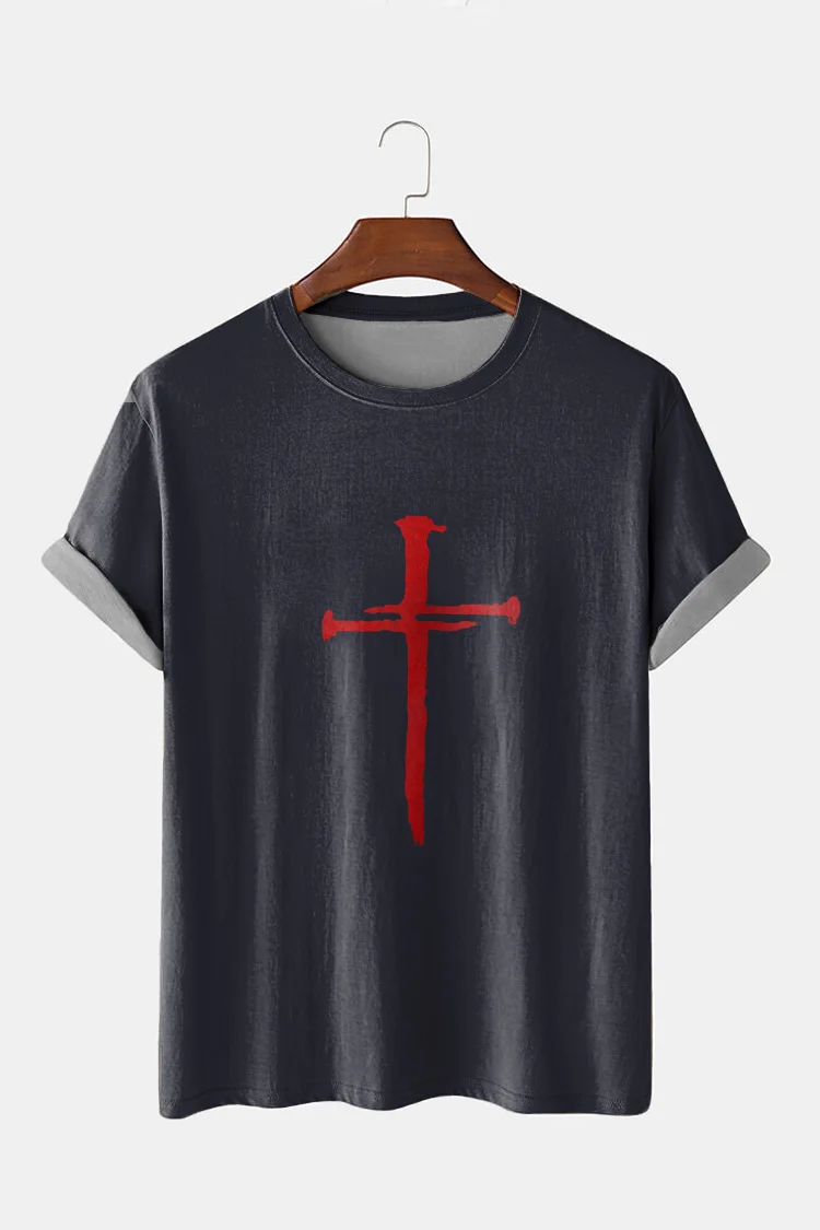 Men's Fashion Cross Print T-shirt