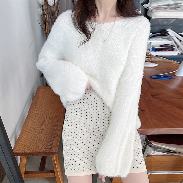 Long Sleeve Knitted Shift Sweater QueenFunky
